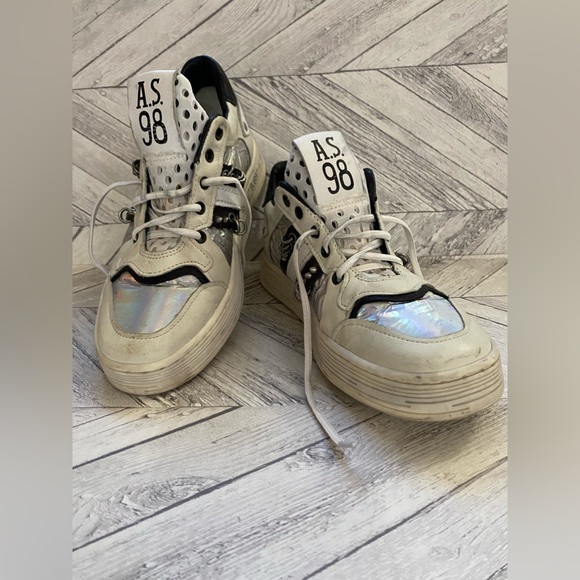 A.S.98 SNEAKERS SIZE 36 COLOR WHITE, BLACK & SILVER. *UNISEX* - Picture 2 of 11